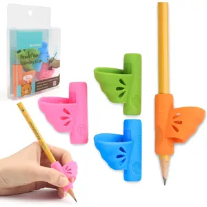 Left-Handed  Grips,  Butterfly Pencil Holder Correction Writing Aid Grip for  Handwriting Special Needs   Adult Lefties Assorted Colors (4PCS)