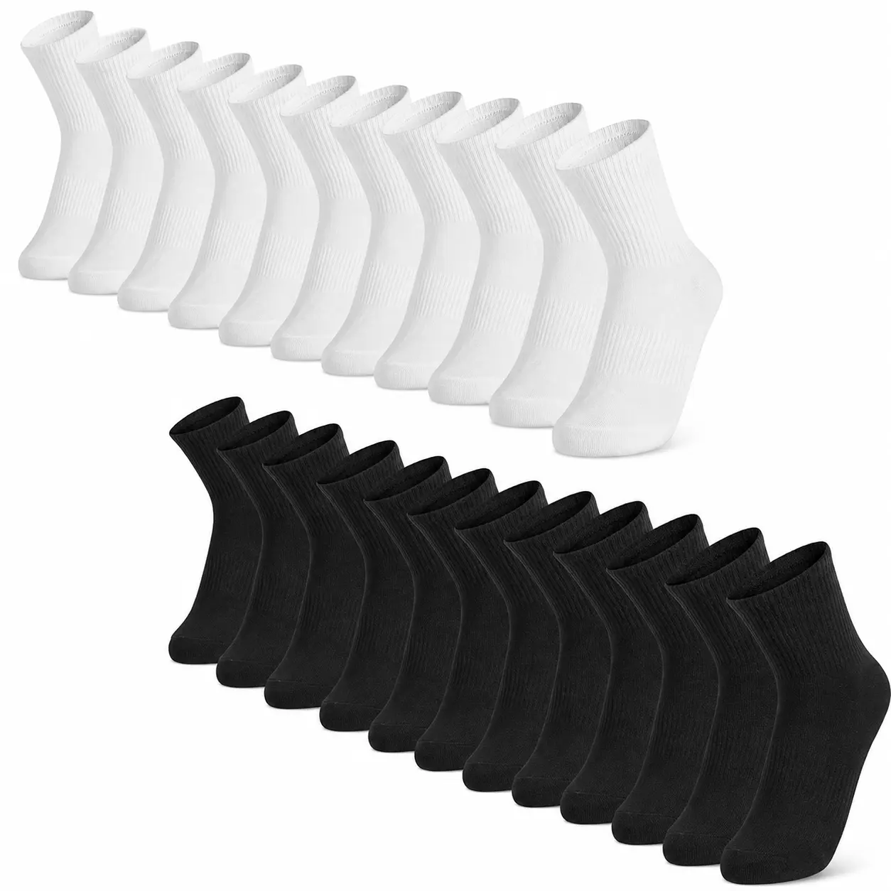 6 Pairs Unisex Crew Socks, Cushioned Cotton Athletic Socks for Women Men, Breathable Arch Support Socks for Running Gym Tennis Daily Wear