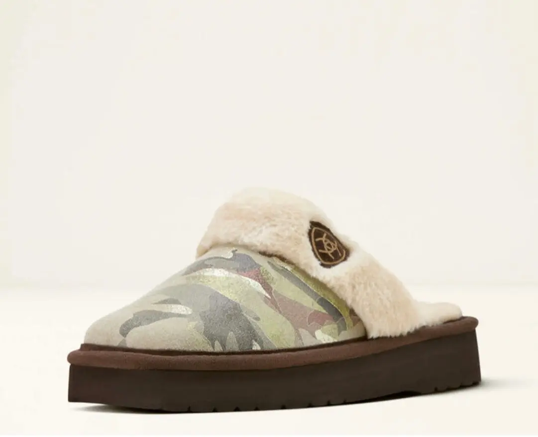 Women's Jackie Square Toe Stack Slide Slipper, Camo Casual Wear Shoe, Comfortable Women's Footwear