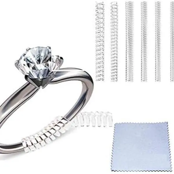 Ring Size Adjuster for Loose Rings, Ring Sizers Ring Spacers or Ring Tightener - Invisible Ring Guards - 6 Sizes Fitter, Resizer Fit Almost Any Size Rings