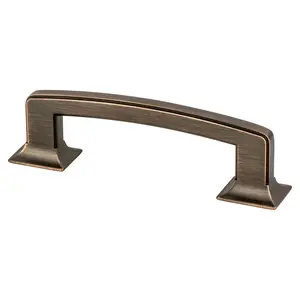 212 MAIN Berenson Hearthstone Geometric Look Door Pull - 96 mm CC, Thick-Shape Design, Verona Bronze Finish, Zinc-Base Hardware for Doors