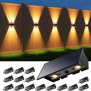 Solar Powered LED Outdoor Fence Light, Pathway Lamp, Wall Sconce, Cold & Warm Light Switchable, Waterproof Design, Dual Mode Adjustment, Solar Fence Lights