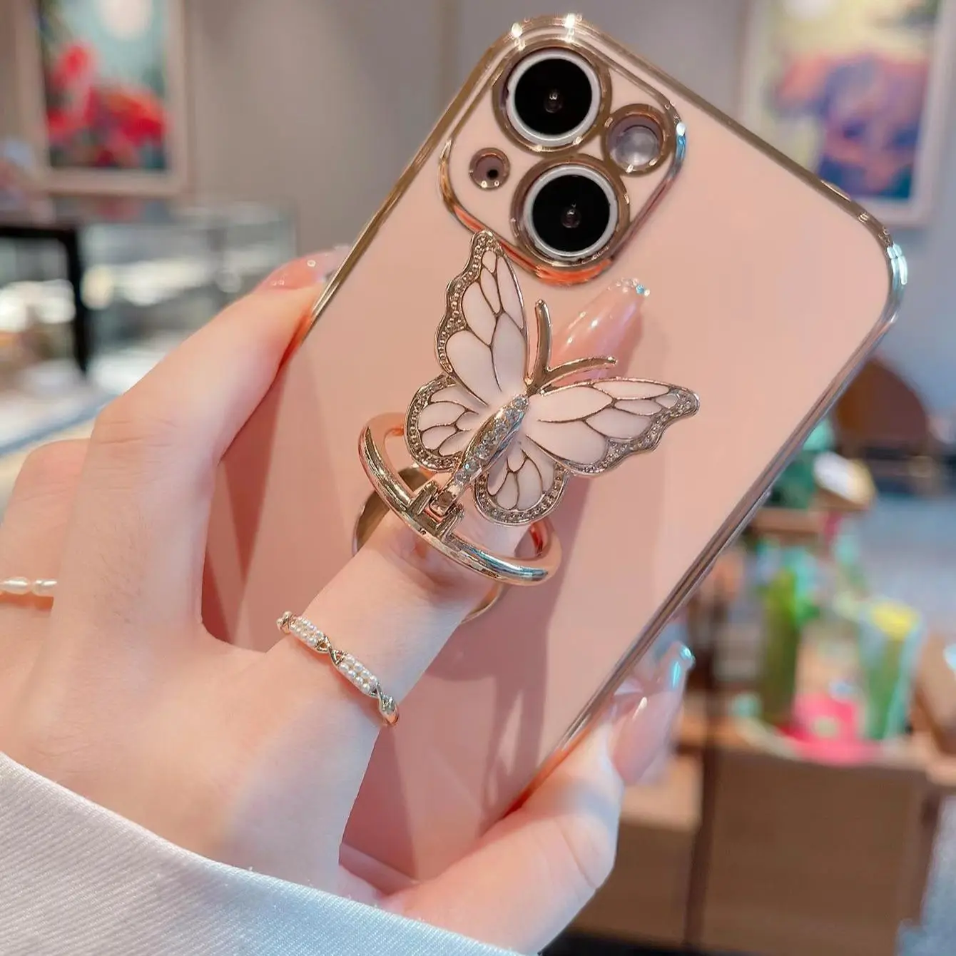 Butterfly Design Phone Cases with Foldable Stand, Anti-fall Phone Case Compatible with iPhone 15 Pro Max Case iPhone 14 Pro Max Case iPhone 11 Cases i