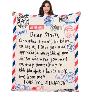 Gifts for Mom Blanket Gift from Daughter Son Soft Flannel Throw Blanket Presents for Mother Birthday Mother's Day 50" x 60" Ivory White