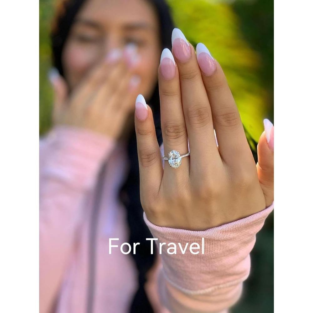 1PC S925 Silver 7x9mm 3.0CT Big Solitaire Ring Lab Moissanite D-VVS1 Excellent Cut High End Elegant Luxury Valentine Engagement Gift