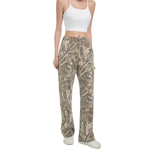 Women's Camouflage Pants Low-Rise Jeans Wide-Leg Pants Trouser  Wideleg