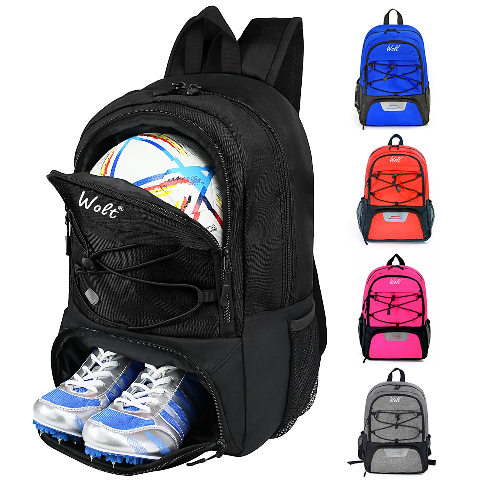 Wolt Youth Durable Soccer & Volleyball Gear Bag with Separate Ball Pocket, Vented Cleat Compartment, and Accessory Pockets, Footwear, Volley Ball, Oxford Fabric, Unisex, Multiple Pockets