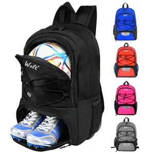 WOLT Youth Soccer Bag, Backpack & Bags for Basketball, Volleyball & Football, Includes Separate Cleat Shoe & Ball Compartment, Fits Youth & Adult Sports