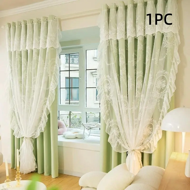 Double Layer Lace Curtain Set, Light Blocking Insulation Noise Reduction, Decorative for Kids Room Bedroom Living Room Study, Thermal Insulated Curtain, Home Decoration Curtain