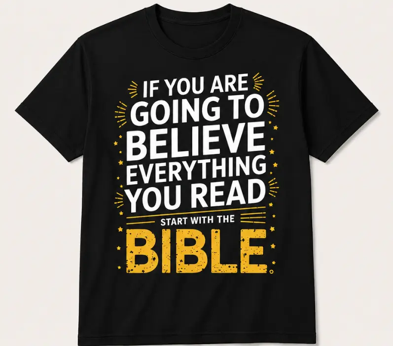 Men's 'Start with the Bible' Graphic Streetwear T-Shirt - 100% Smooth Soft Cotton, Round Neck, Breathable Casual Short-Sleeve Menswear for All-Day Comfort, Casual Fit