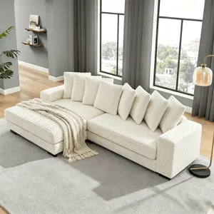 [3Packs Shipped] Cloud Couch Design Convertible Sofa Bed with 2 Pillows, Adjustable Chaise Lounge Sofa with Chaise, Durable Hardwood Frame, Sofas for Living Room, Indoor Apartment Furniture (3 Packages Delivered)