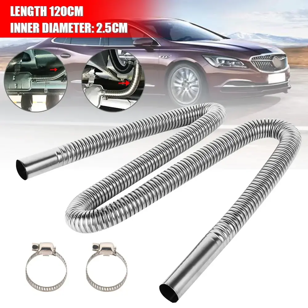 Exhaust Pipe 60/300CM Stainless Steel Exhaust Hose Diesel Gas Vent Hose with 2 Exhaust Clamp for Car Air Diesel Parking Heater