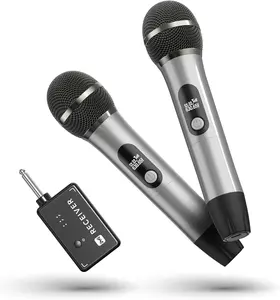 Wireless Microphones, Wireless Microphone with One-to-One Chip Connection, 40H Duration, 200 FT Distance Receiving, Semi-Metallic tube Microphone for Singing, Video Recording, YouTube, Home Party
