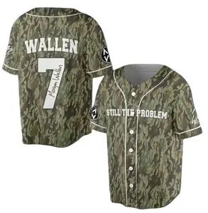 Print 3D Camo Wallen Western Still The Problem Tour 2026 Camouflage Baseball Jersey
