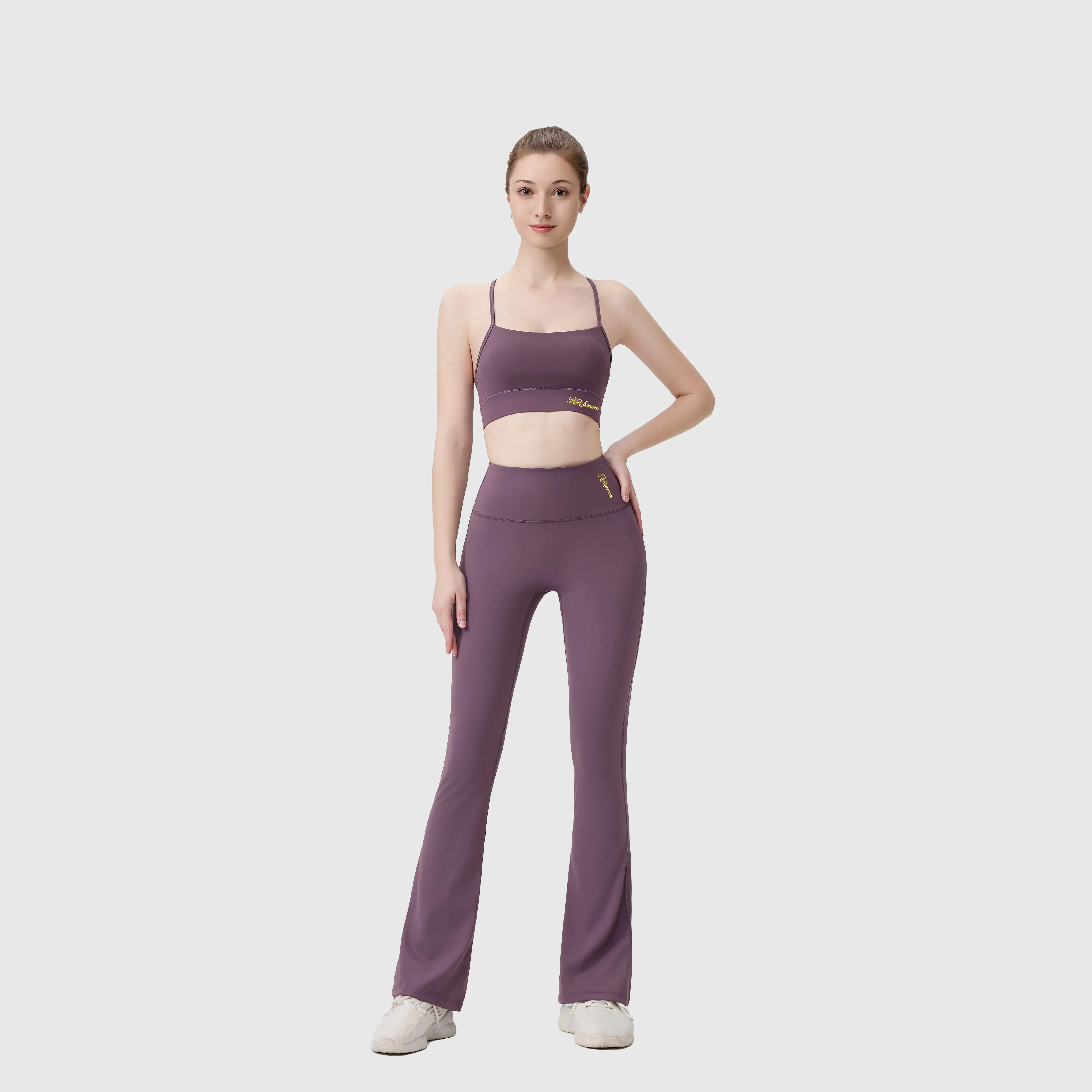 ROROLEMON Women's Y-Back Cami Top & High Waist Flare Leggings 2-Piece Athletic Set ROROLEMON Women's Y-Back Cami Top & High Waist Flare Leggings 2-Piece Athletic Set
