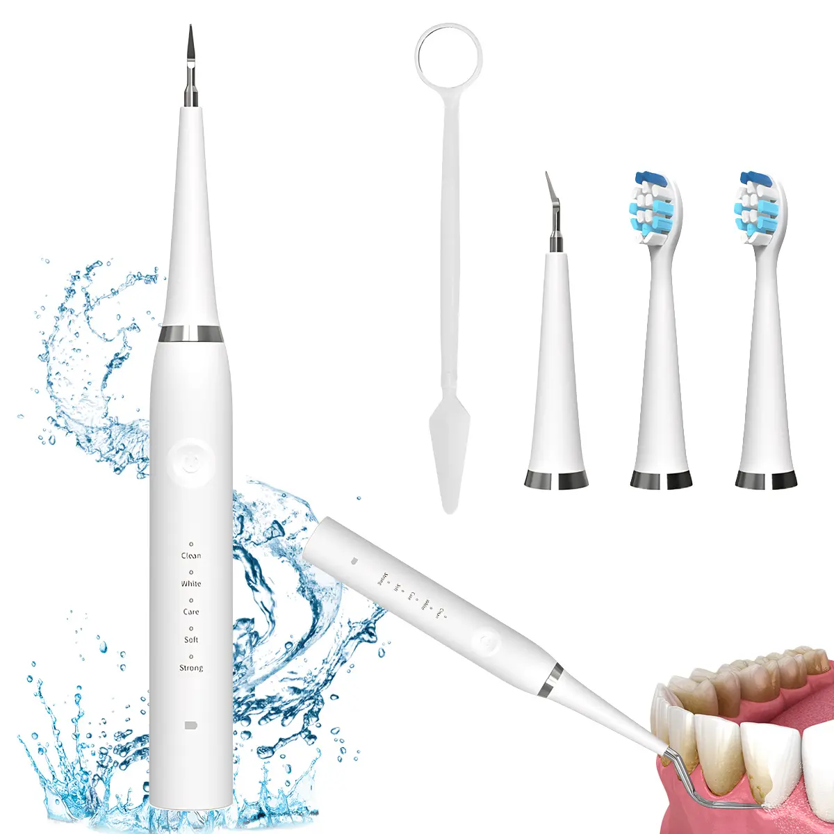 Oral Plaque/Tartar Remover for Teeth,Dental Cleaning Kit Tartar Remover for Teeth with LED Light & 5 Modes,Rechargeable Dental Cleaner,2 Electric Toothbrush Heads,Ultrasonic Teeth Cleaner Kit for for Home & Travel#SummerWins