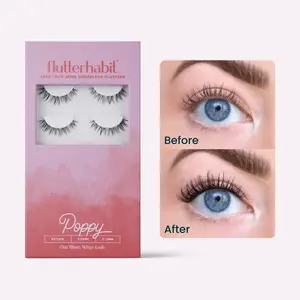 FlutterHabit Poppy At Home Lash Extensions, 6 Sets of Lashes, Up to 10 Day Wear, Adhesive Sold Separately