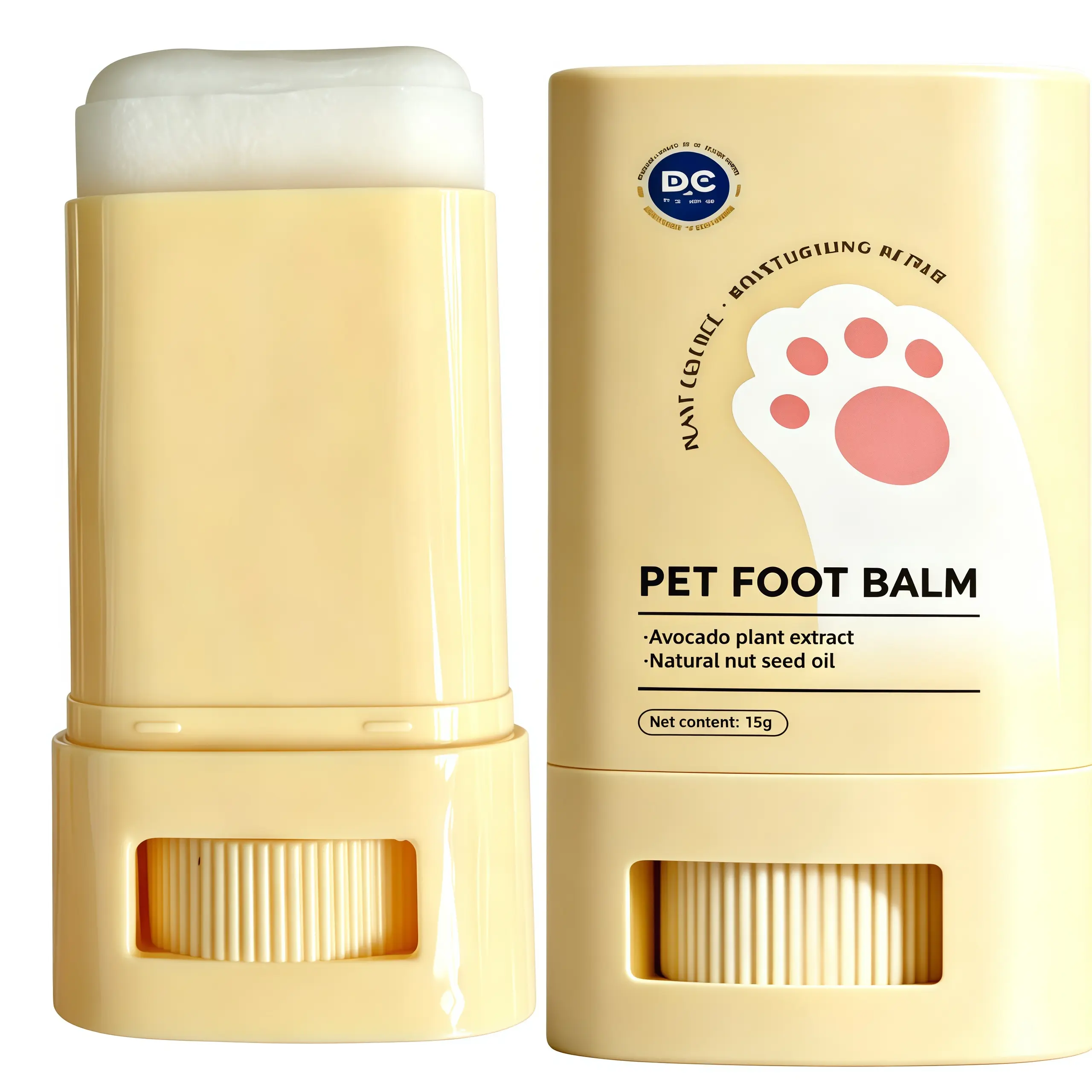 PetClear Pet Paw Balm for Dogs & Cats - Animal Hydrating Beeswax Blend with Grape Seed Oil, Mineral Oil, Lanolin - Easy Twist-Up, Deep Hydration for Dry Cracked Paws - Use Before Walks, After Outdoor Play - 0.52oz/15g