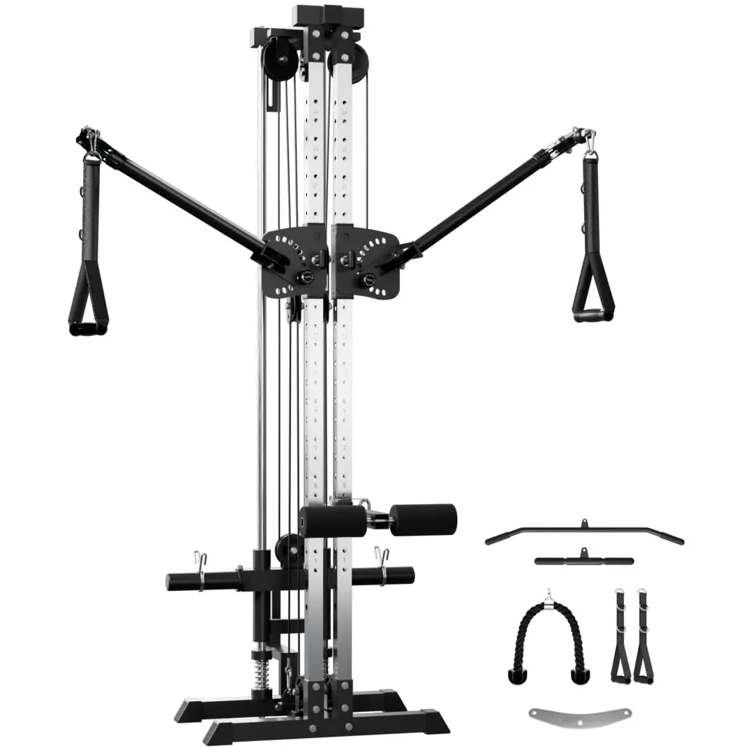 GMWD Cable Machine Home Gym Wall Mount Functional Trainer with Dual Swivel Arms 22 Adjustable Positions All-in-One Crossover Machine for Home Gym G8 UPGRADE VERSION Lat Pulldown System Strength Training Accessory