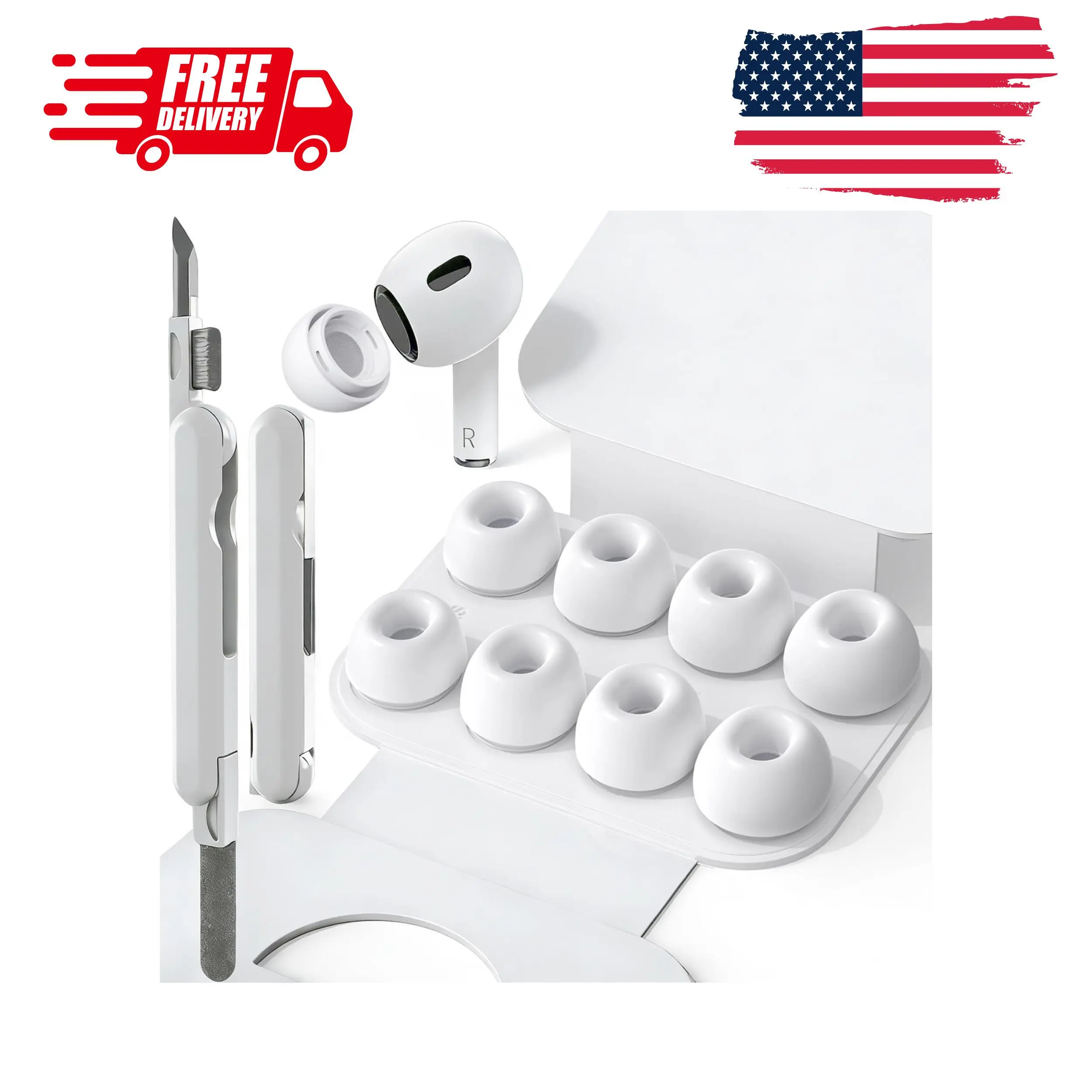 4 Sizes of Ear Tip Replacement Compatible with AirPod Pro and AirPods Pro 2 Ear Tips