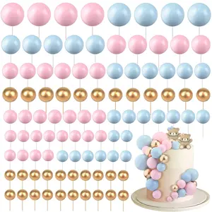Balls Cake Topper Cupcake Insert Foam Balloons for Cake Baking Wedding Anniversary Birthday Decoration Smooth Sunshine Ornaments