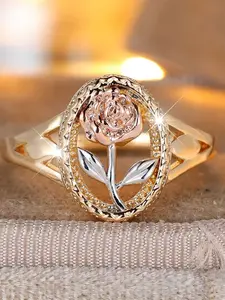 Romantic Pink Flower Rings for Women, Vintage, Rose Gold, Silver, Engagement Ring, Wedding Jewelry, Valentine's Day Gifts, Vintage Promise Rings