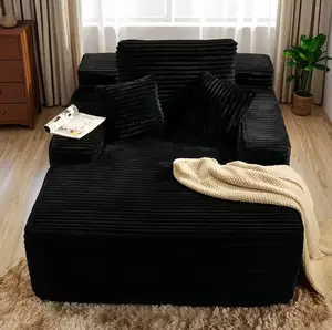 Niccae Frameless Recliner Chair Bed - Luxury Plush Corduroy Upholstered Modern Corduroy Couch, No-Assembly Indoor Furniture, Couch for Living Room Loveseat