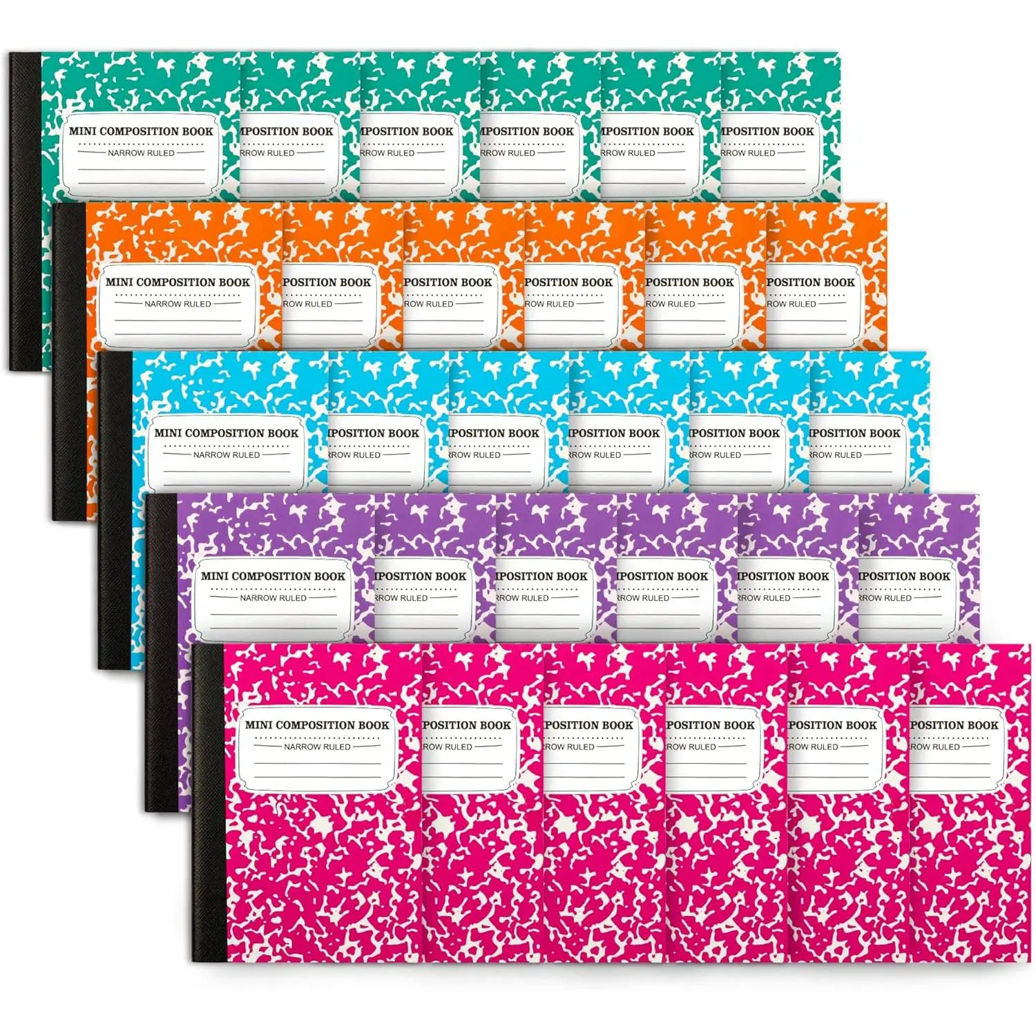 Mini Composition Notebook, Cute 30 Pack 5 Pastel Colors Narrow Ruled Mini Composition Books Bulk, Small Pocket Marble Journal Notebooks for  Students College, Pocket Size 4.5 x 3.25 in