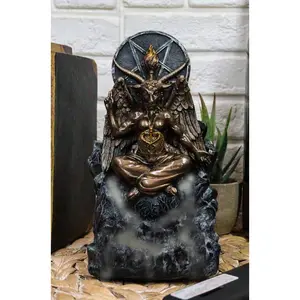 Ebros Sabbatic Goat Baphomet Pentagram Sigil Backflow Cone Incense Burner Figurine
