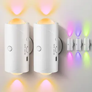 USB Rechargeable Motion Sensor Night Light, RGB Gradient Dimmable Wall Lamp, Magnetic Stick-On LED Step Light for Bedroom, Hallway, Stairs, Entryway and Closet
