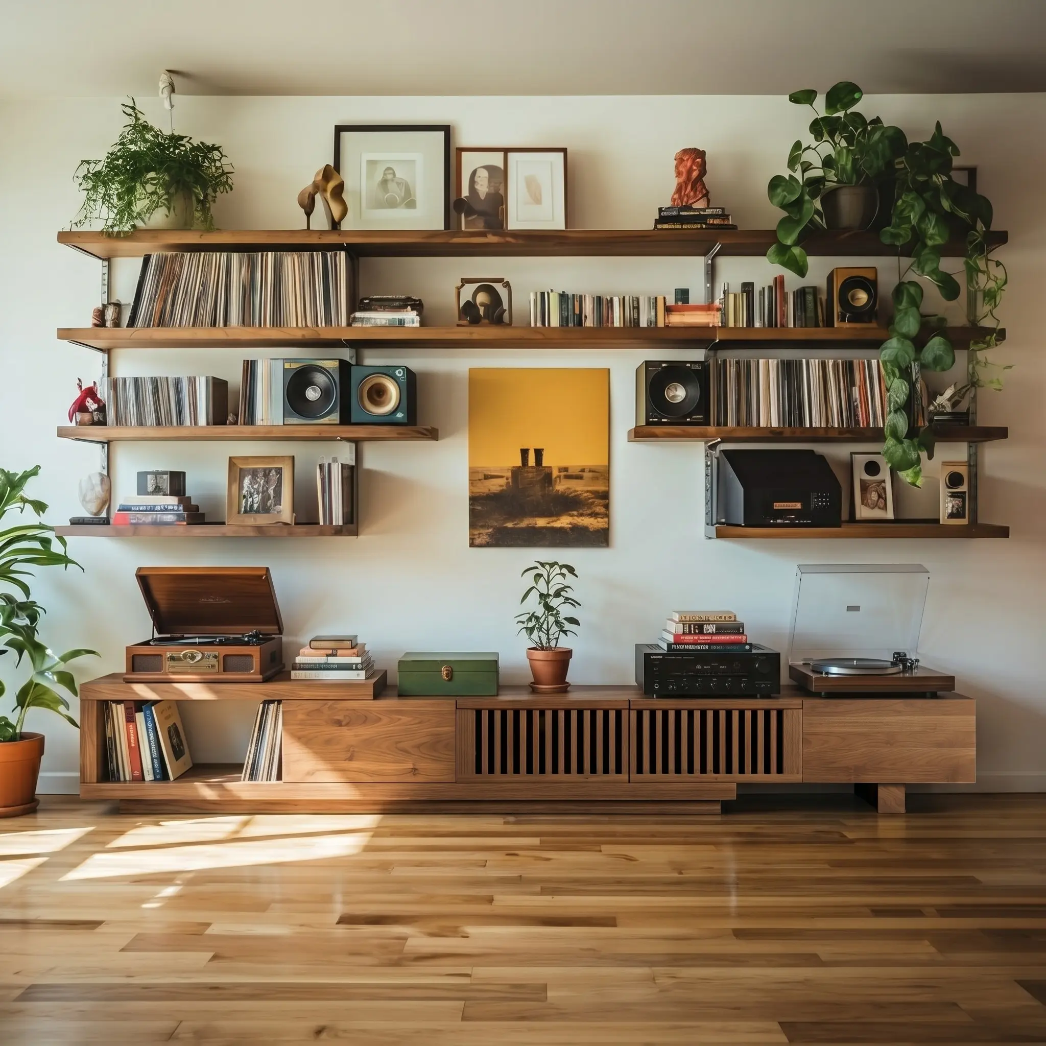 Modern Retractable & Extendable TV Stand with 4 Drawers