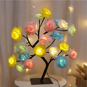 1pc USB Powered 24 LED Rose Flower Table Lamp, Perfect for Romantic Fairy Lights. Ideal Gifts for Birthdays, Mother'S Day, Valentine'S Day, Christmas, Weddings, Gift for Women, Daughters, Wives, Girlfriends