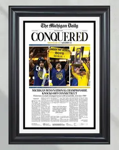 [SALE UP TO 45%] 2026 Michigan Wolverines “CONQUERED” National Championship Poster_  (Frame not included)