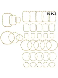 30 Open Base Pendant Charms, Hollow Edge Rectangular Ring Pendants, DIY Resin Embossing Jewelry Making Supplies