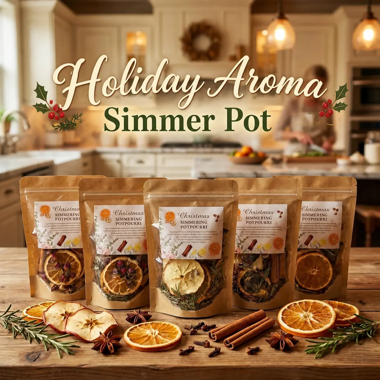 Holiday Potpourri Simmer Pot Simmering Potpourri Bowl Filler holiday Simmer Pot Kit for Stove Dried Orange Apple Slices Cinnamon Sticks Stovetop for Xmas Decor : Home & Kitchen