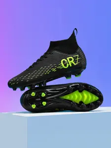 Professional men's football shoes new AG spike boots  non-slip adult breathable high-top soccer cleats lovers outdoor lawn Football Field boots light football boots competitions training shoes classic black sports soccer shoes.