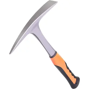 Rock Pick,Forged Brick Hammer, Geologist Rock Pick, Mason's/Bricklayer's Hammer-28 oz Masonary Tool with Pointed Tip &Forged Steel Construction-Shock Reduction handle (point&flat)