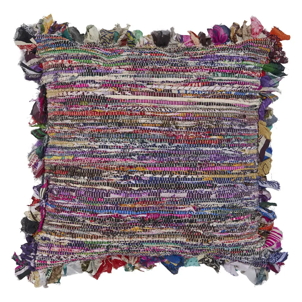 26x26 in. Fringe Edge Weave Zippered Pillow, Multicolor Mix Blue & Red, Indoor Use for Room Decor & House Decor, Woven Textile