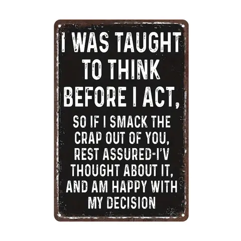 Vintage-Style Distressed Rustic Aluminium Hanging Plaque - 12x8in Durable Home Decor Sign, Bar/Cafe Humor Playful Sarcastic Quote, Gift for Adult Man Cave, Vintage Garage Sign for Balcony