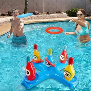 6-Piece Inflatable Bowling Game Set, Durable PVC Material, Ideal for Home Parties, Pool Fun & Pool Games, Includes Pump & Water Sports Gear