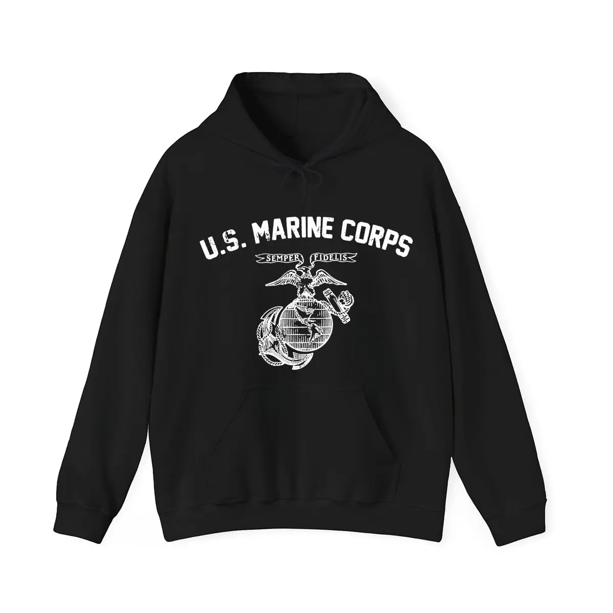 U.S. Marine Corps Semper Fidelis Hoodie, Vintage Military Graphic Pullover Sweatshirt T-shirt, Patriotic Veteran Support Hoodie, Unisex Tactical Style Hooded Sweatshirt Gift