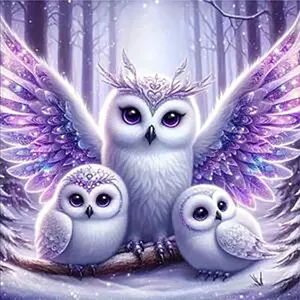 Owl & Forest Pattern DIY Diamond Arts Colorful Painting Kit without Frame, 5D Diamond Arts Colorful Painting Kit, Wall Art Decor for Home