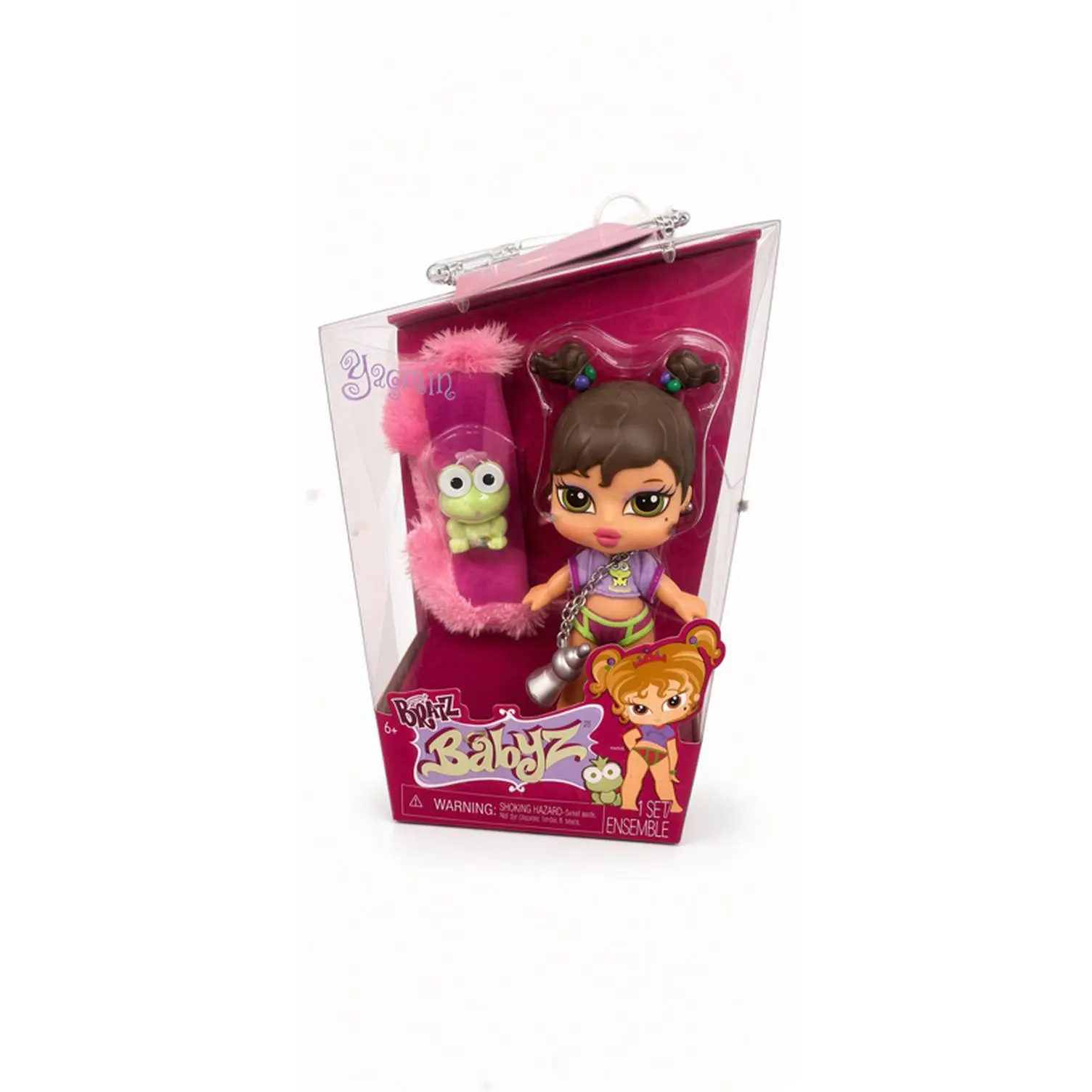 Bratz Babyz 1 Set Ensemble Doll with Pink Fur and Green Frog Accessory in Box