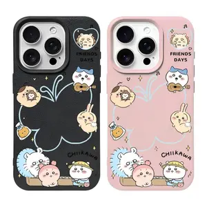 Kawaii Hachiware Usagi‌ Momonga Butterfly Chiikawa Painting Phone Cases For iPhone 17 16 15 14 13 12 11 Promax Pro Max Plus Air Multicolor Leather TPU Shockproof Protective Cover Best Gifts of Christmas Halloween Birthday Valentine For Kids Friends Couple