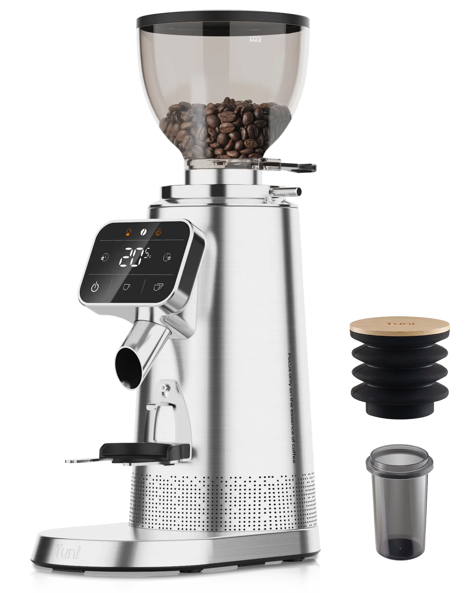 G3 Commercial Grade 64mm Flat Burr Coffee Grinder, 100 Grind Settings Electric Espresso Grinder with Single Dose, Touchscreen Display & Anti-Static Tech, All-Metal Stainless Steel Body, Silver