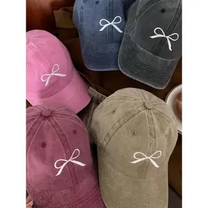 Women's Bowknot Embroidered Baseball Cap, Casual Outdoor Sports Hat, Stylish Fashion Accessory for Daily Wear