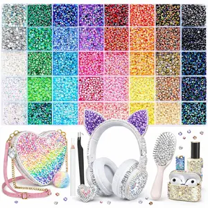 40Colors Resin Jelly Rhinestones for Bedazzling Set , 3mm 32000 Pcs Flatback Gems for Crafting, Bedazzling Kit with Accessories for Clothing Shoes Nail Book Diamond Art