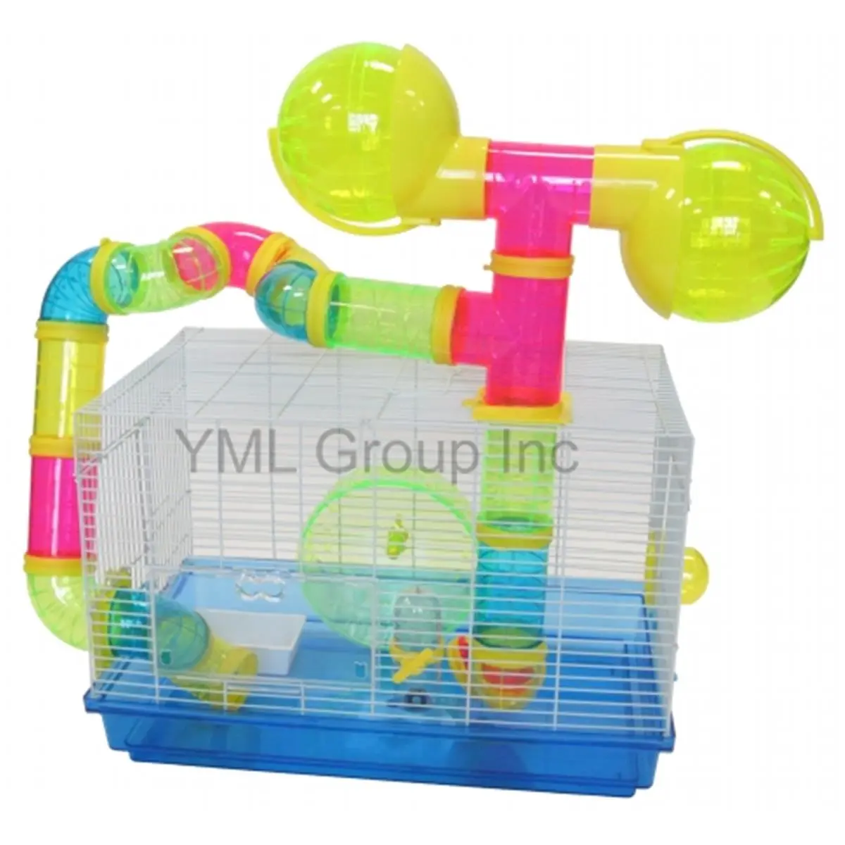 YML H1812B-BL Dwaft Hmaster Mice Cage with Color Translucent Tubes- Base and Accessories - color may vary.