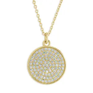 Pave CZ Circle Pendant Necklace