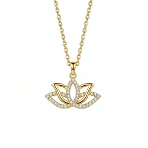 Lotus Flower Necklace | Gold Necklace